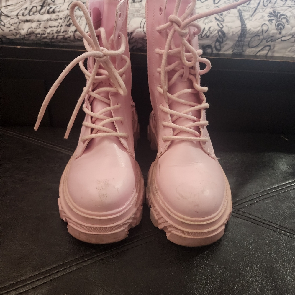 Pink Combat Boots